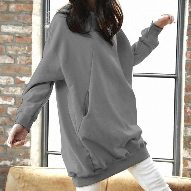 Women Casual Solid Sweatshirts Plus Size Tops Autumn - Amazitshop