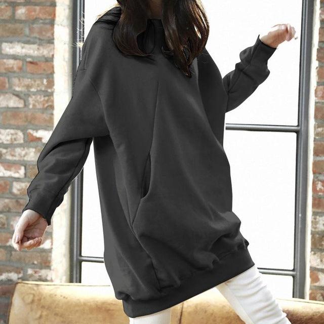 Women Casual Solid Sweatshirts Plus Size Tops Autumn - Amazitshop