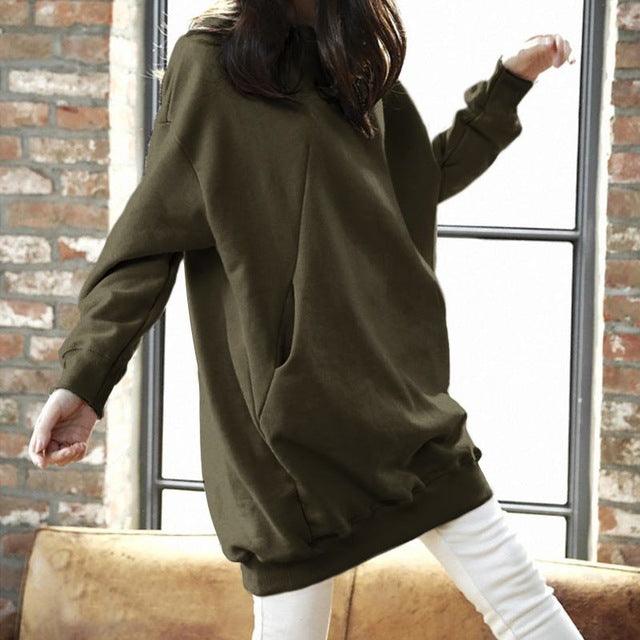 Women Casual Solid Sweatshirts Plus Size Tops Autumn - Amazitshop