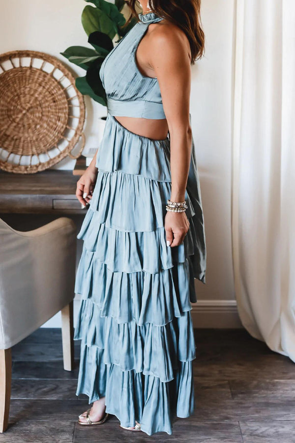 Women Clothing Solid Color Patchwork Cake Dress - Amazitshop