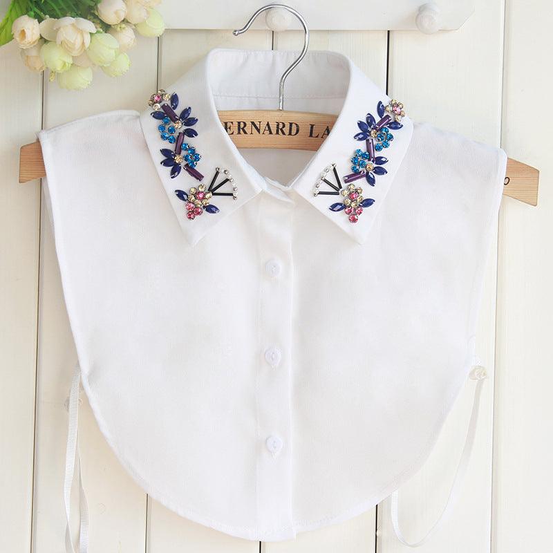 Women Detachable False Collar Shirt Fake Collar Colourful Diamonds - Amazitshop