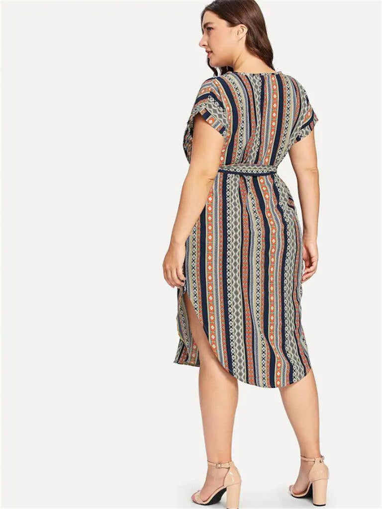 Women Dress Big Size L - 4XL Fashion Print Fat Ladies Skirt - Amazitshop