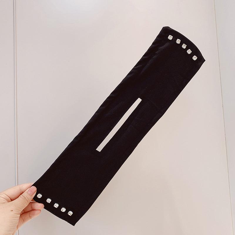 Women Elegant Solid Print Bun DIY Hairstyle Making Hold Long Tools Bow Headband Hairbands Fashion Hair Accessories - Amazitshop