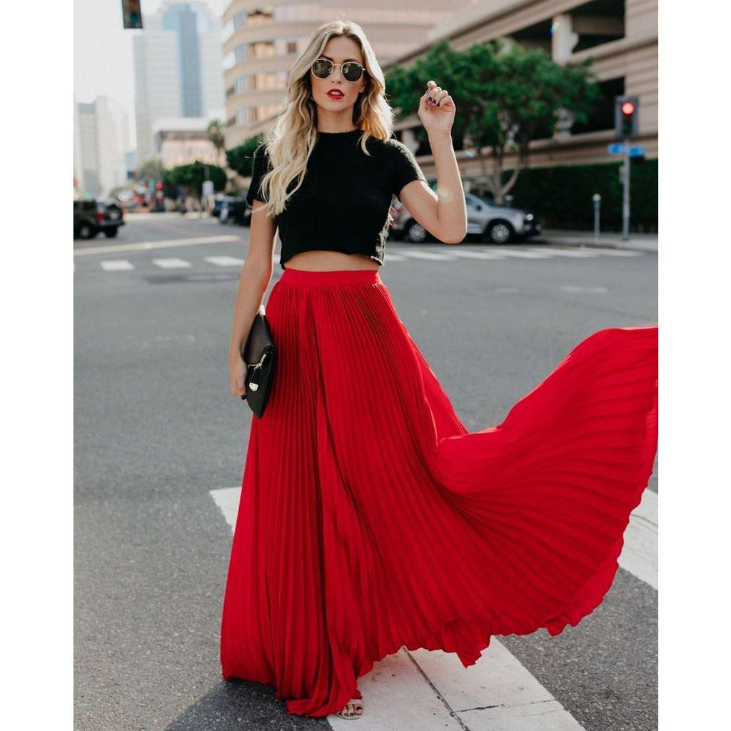 Women fashion casual skirt girls high Waist long skirts - Amazitshop
