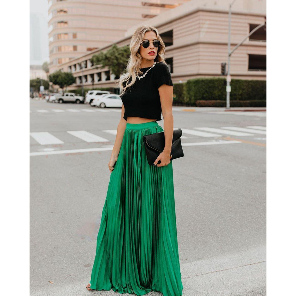 Women fashion casual skirt girls high Waist long skirts - Amazitshop