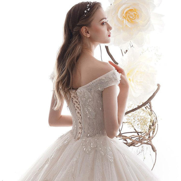 Women Fashion Wedding Simple Large Trailing Dresses - Amazitshop