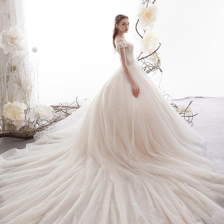 Women Fashion Wedding Simple Large Trailing Dresses - Amazitshop