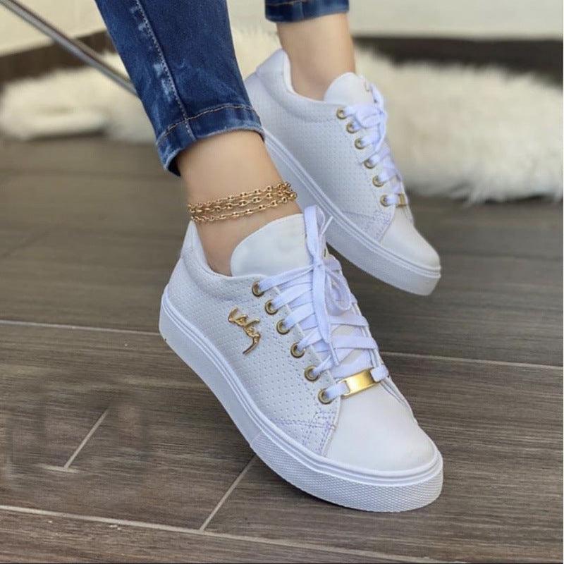Women Flat Sneakers Breathable Lace - up Shoes For Girls - Amazitshop