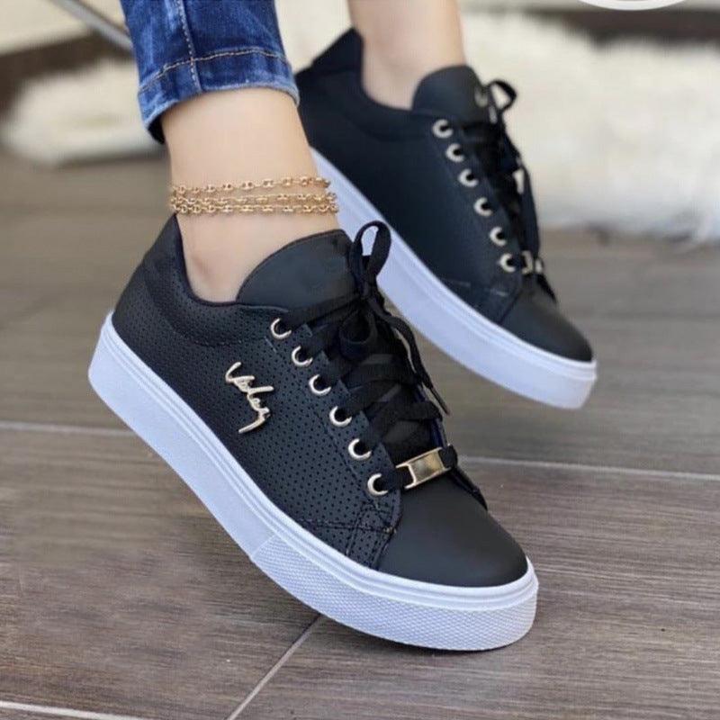 Women Flat Sneakers Breathable Lace - up Shoes For Girls - Amazitshop