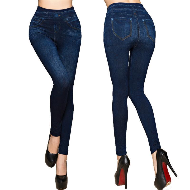 Women Leggings Plus size Faux Denim Jeans Leggings - Amazitshop