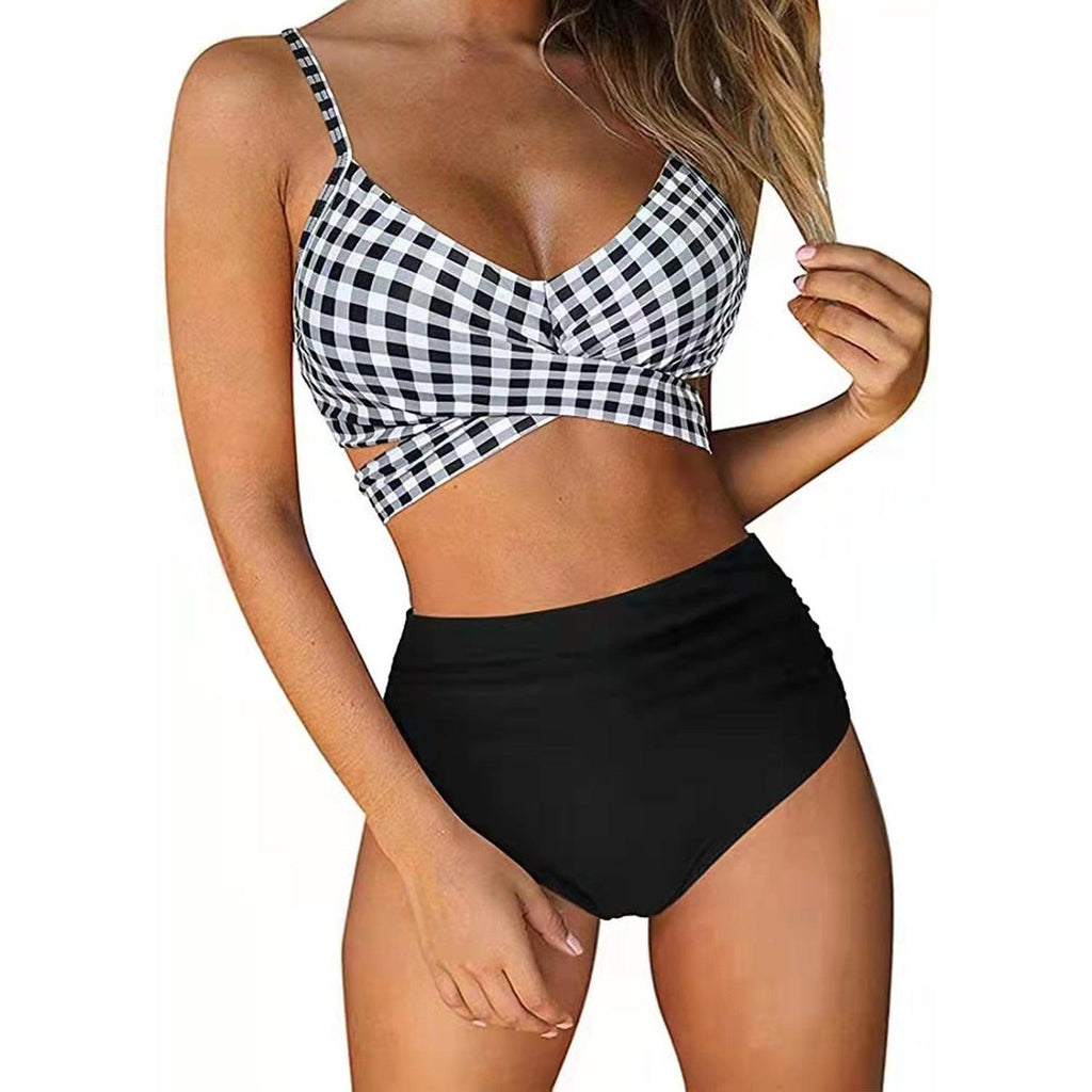 Women Sexy Soild Print Bikini Set Push Up Bathing Swimwear - Amazitshop