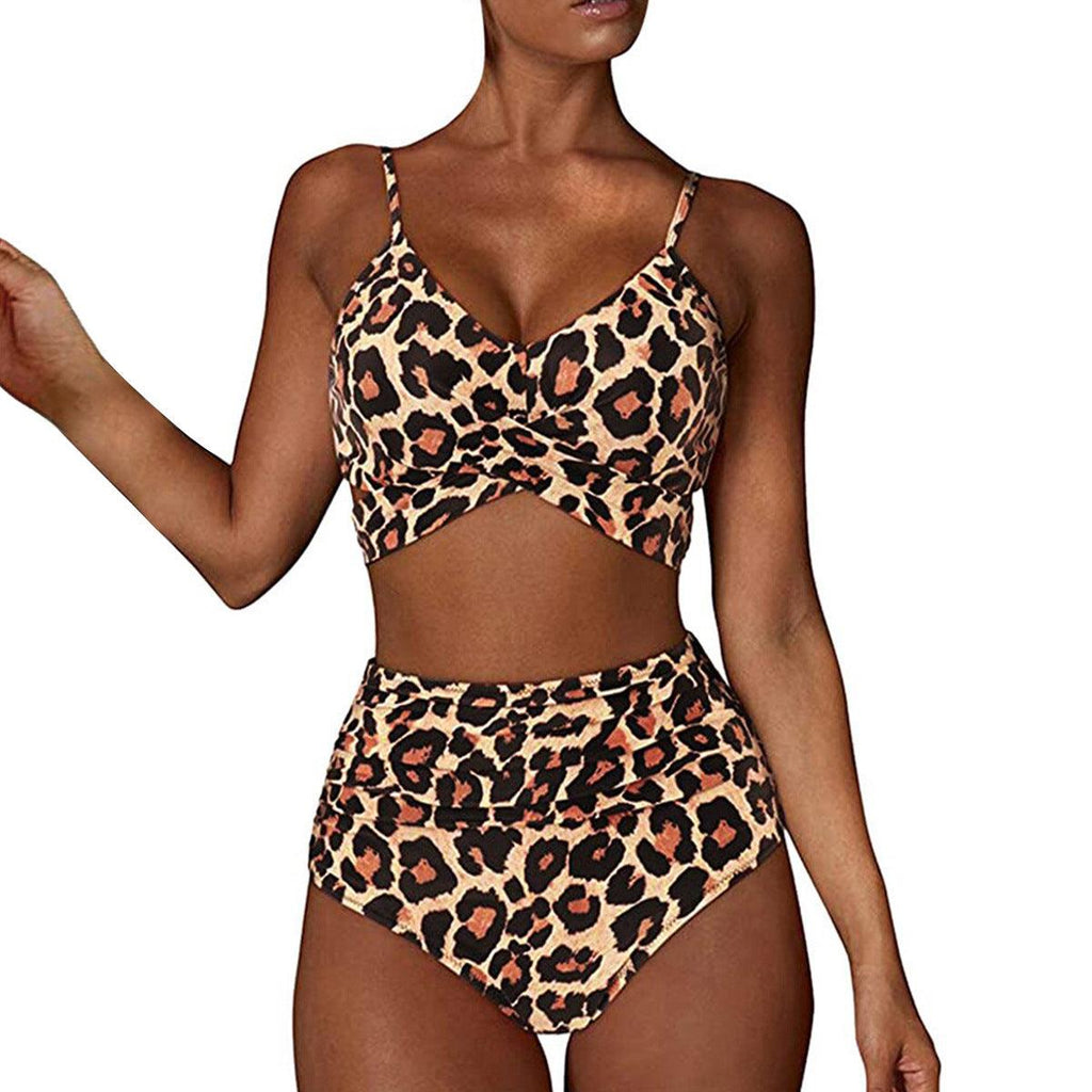 Women Sexy Soild Print Bikini Set Push Up Bathing Swimwear - Amazitshop