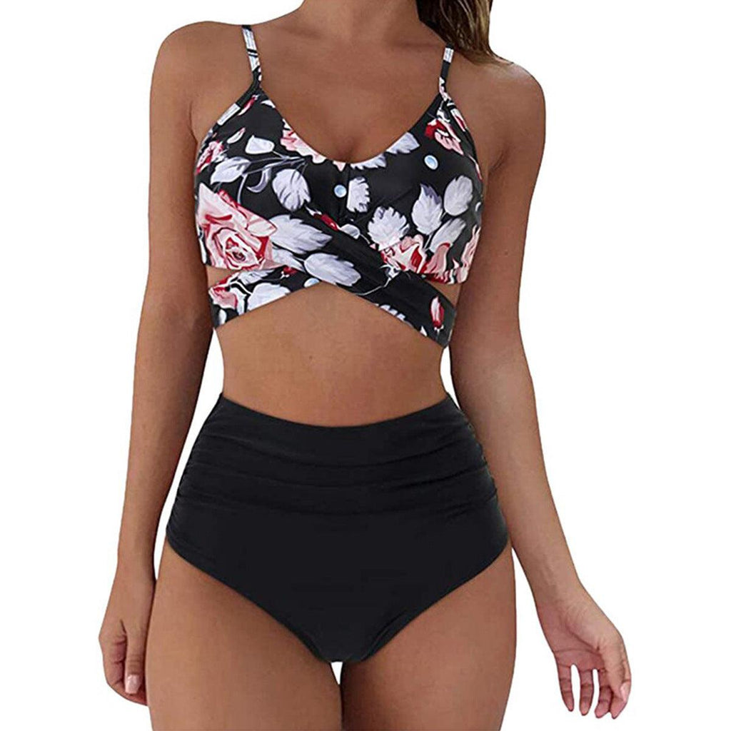 Women Sexy Soild Print Bikini Set Push Up Bathing Swimwear - Amazitshop