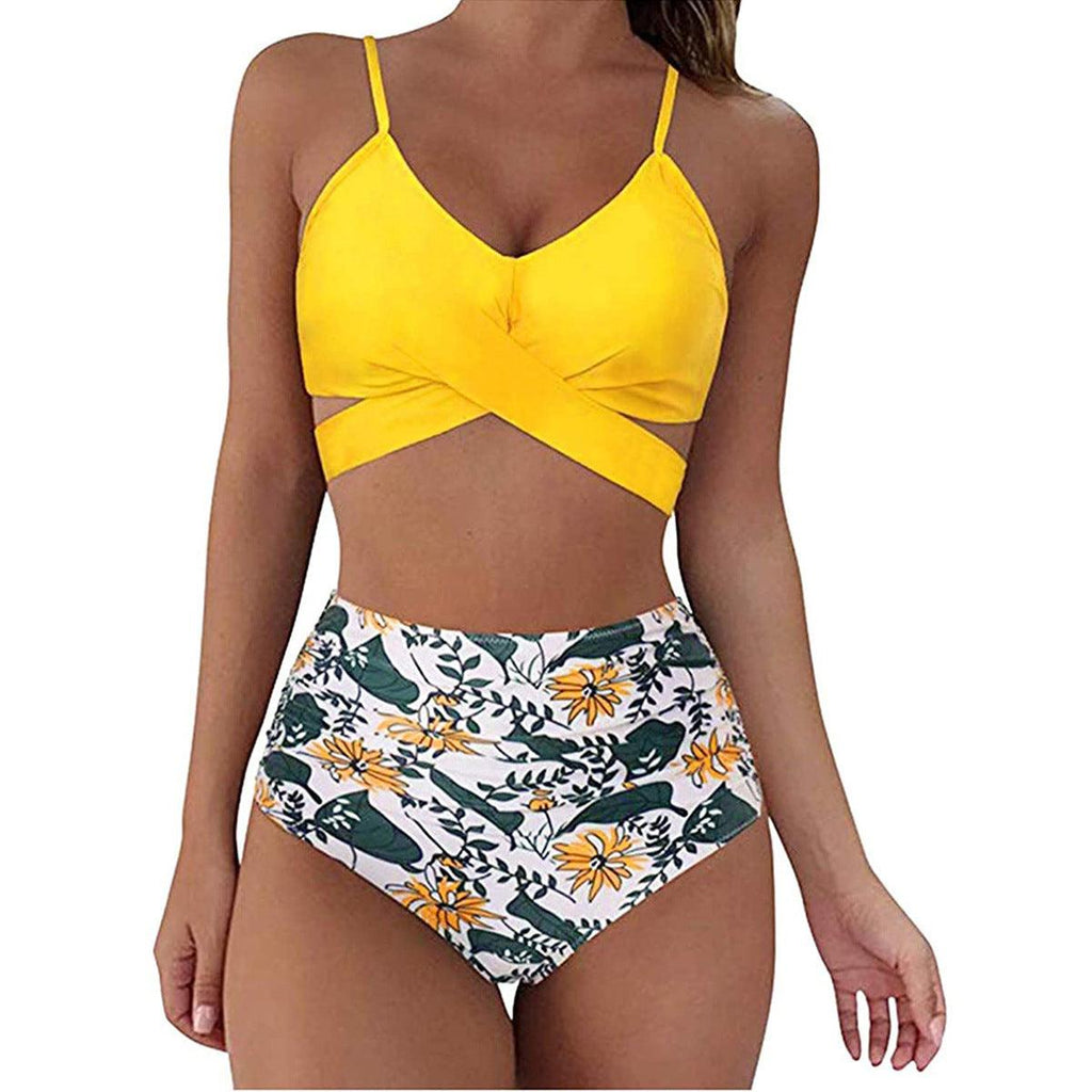 Women Sexy Soild Print Bikini Set Push Up Bathing Swimwear - Amazitshop