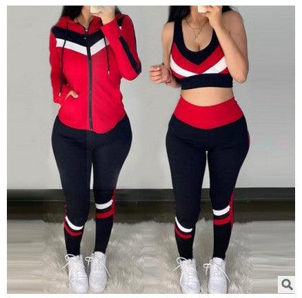 Women Spring And Autumn Hoodie Three Pieces Set Leisure - Amazitshop