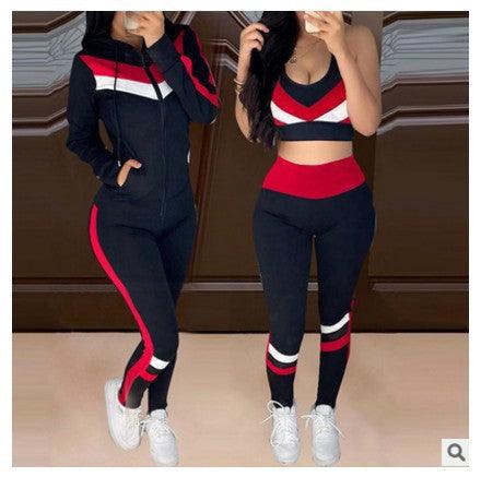 Women Spring And Autumn Hoodie Three Pieces Set Leisure - Amazitshop