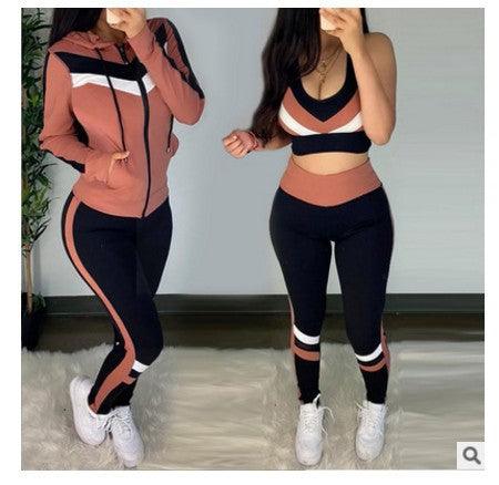 Women Spring And Autumn Hoodie Three Pieces Set Leisure - Amazitshop