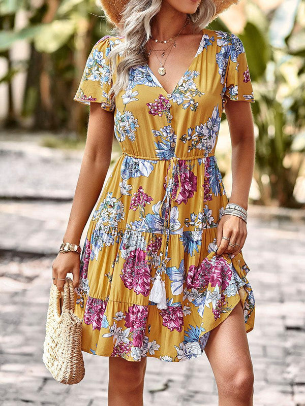Women Summer Casual Printed Maxi Dress Party Evening Dresses - Amazitshop
