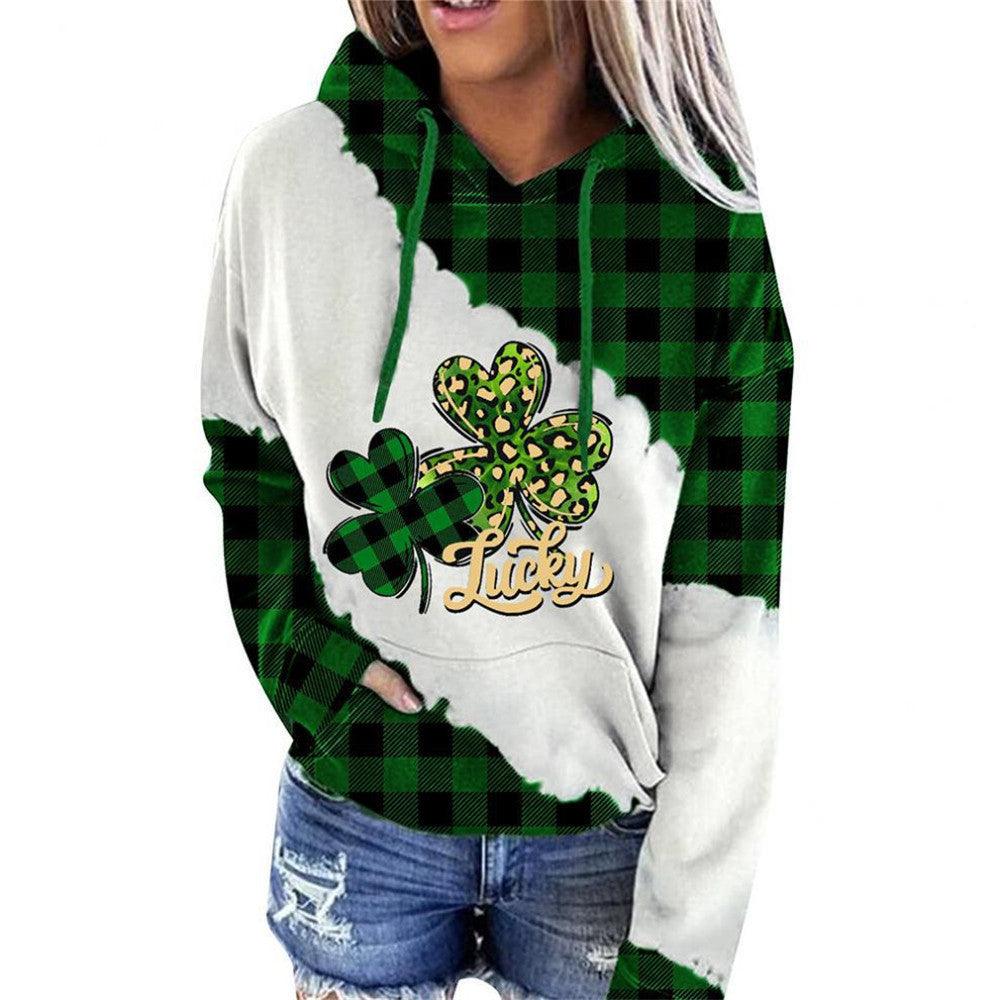Women Sweatshirts Lucky Grass Print Streetwear Sweatshirts Hoodie Pullover Loose Casual Hooded Tops Clothes - Amazitshop