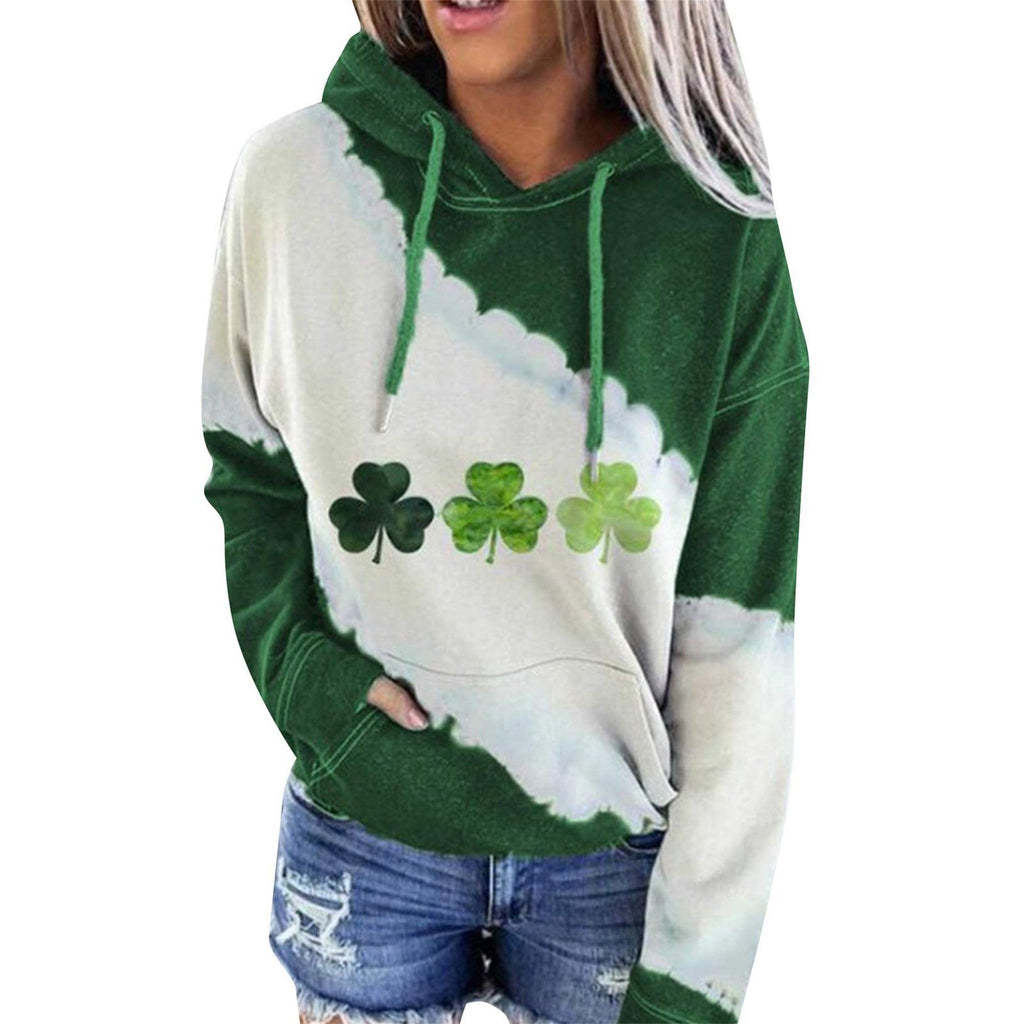 Women Sweatshirts Lucky Grass Print Streetwear Sweatshirts Hoodie Pullover Loose Casual Hooded Tops Clothes - Amazitshop