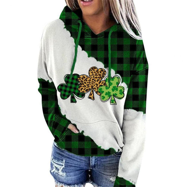 Women Sweatshirts Lucky Grass Print Streetwear Sweatshirts Hoodie Pullover Loose Casual Hooded Tops Clothes - Amazitshop