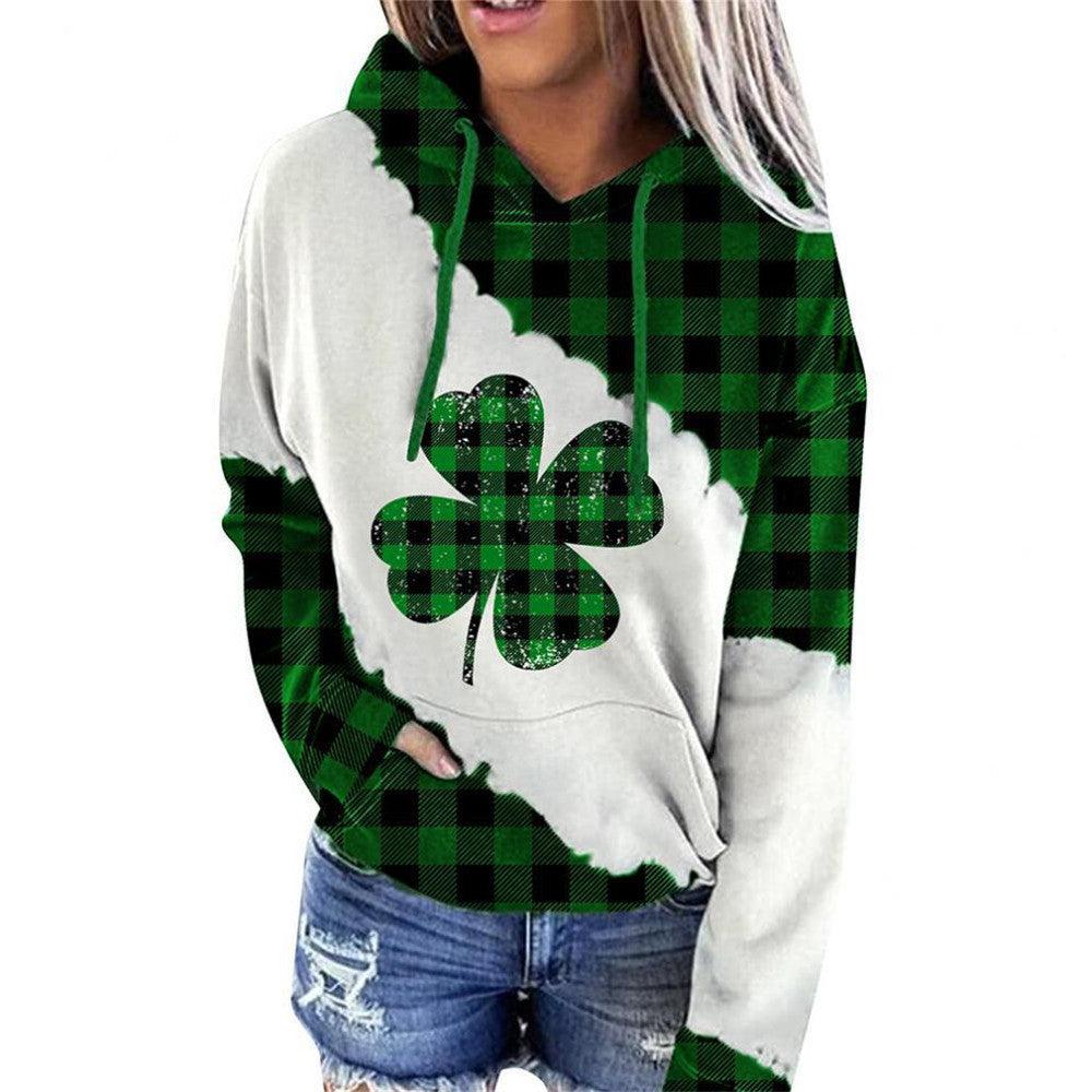 Women Sweatshirts Lucky Grass Print Streetwear Sweatshirts Hoodie Pullover Loose Casual Hooded Tops Clothes - Amazitshop