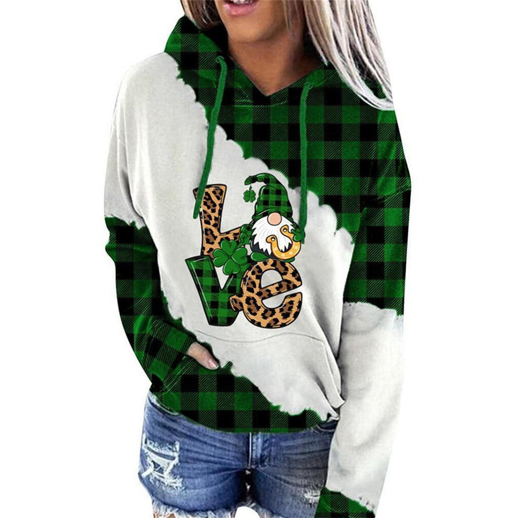 Women Sweatshirts Lucky Grass Print Streetwear Sweatshirts Hoodie Pullover Loose Casual Hooded Tops Clothes - Amazitshop