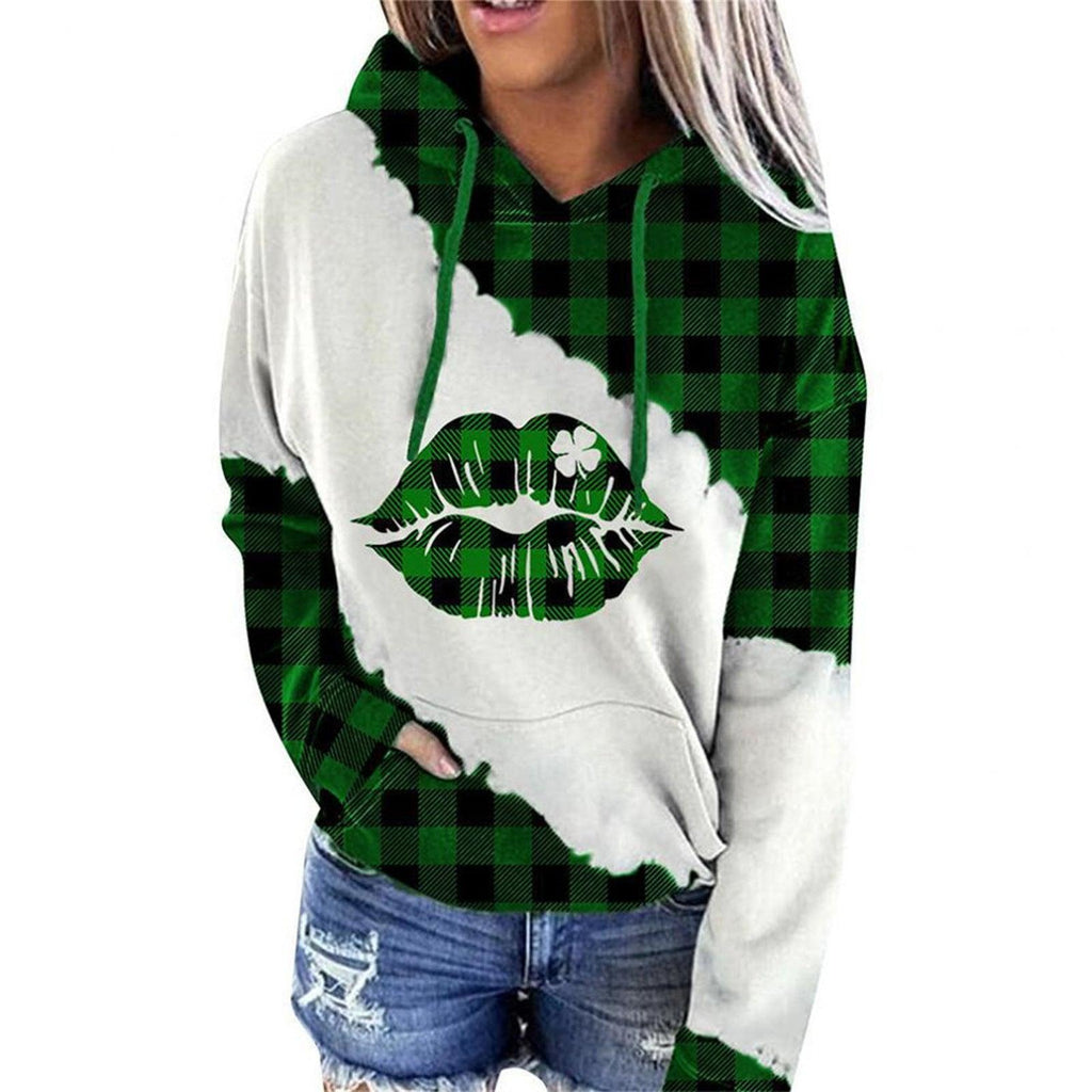 Women Sweatshirts Lucky Grass Print Streetwear Sweatshirts Hoodie Pullover Loose Casual Hooded Tops Clothes - Amazitshop