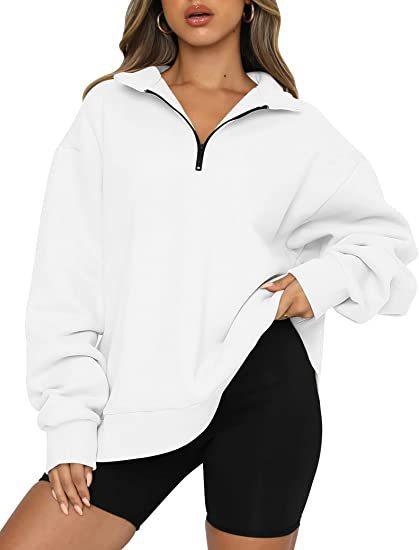 Women Sweatshirts Zip Turndown Collar Loose Casual Tops Clothes - Amazitshop