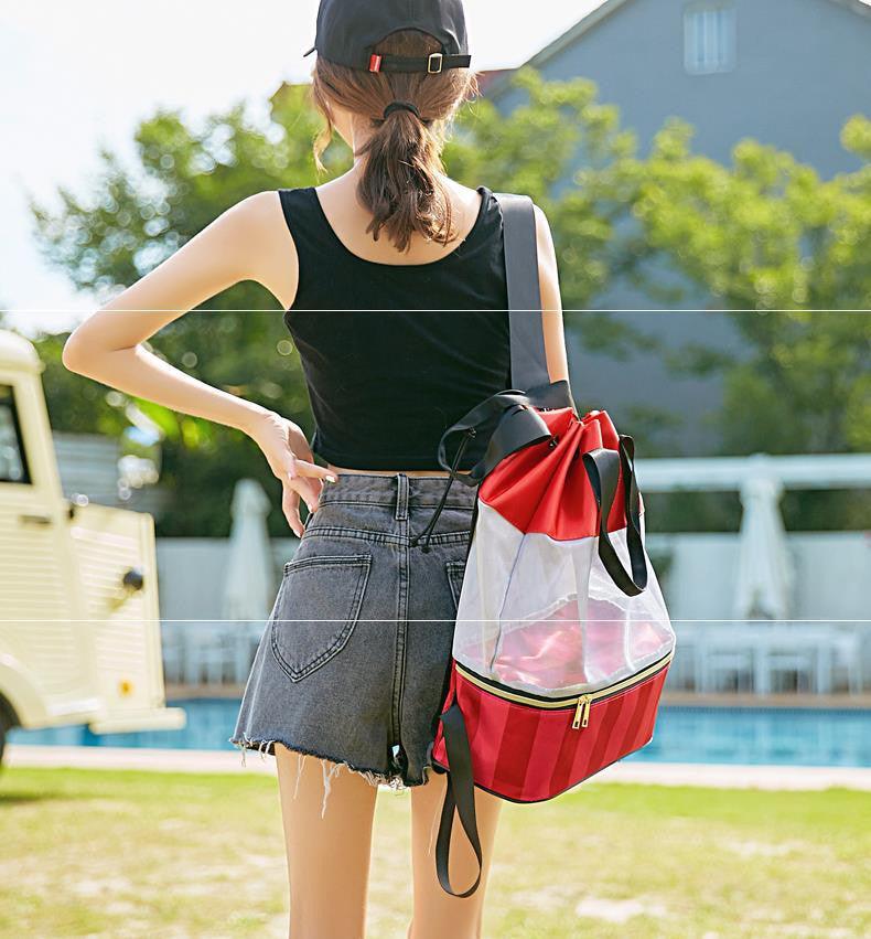 Women Swimming Bag Mesh Handbags Wet Dry Backpack - Amazitshop
