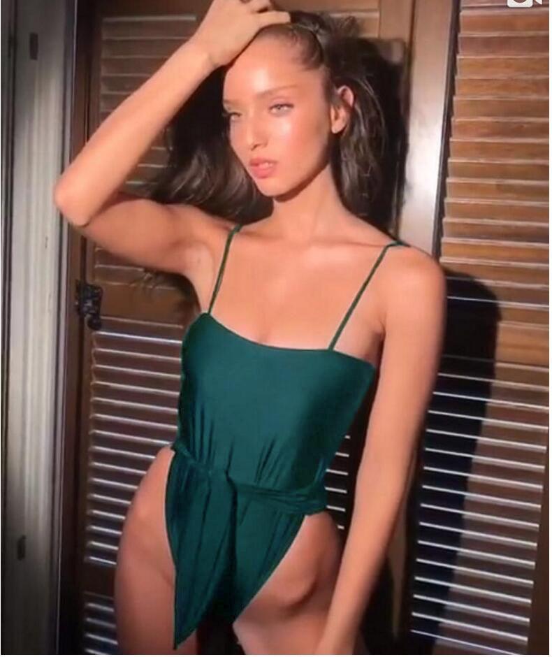 Women Swimwear One Piece Halter One Piece Push Up Swimsuit Bandage Bathing Suit Wear Female Beachwear - Amazitshop