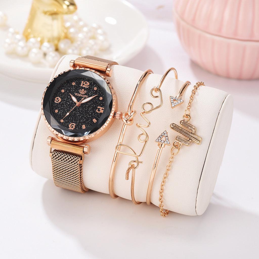 Women Watches Starry Sky Magnet Buckle Fashion Bracelet Wristwatch Roman Numeral Simple Clock Gift - Amazitshop