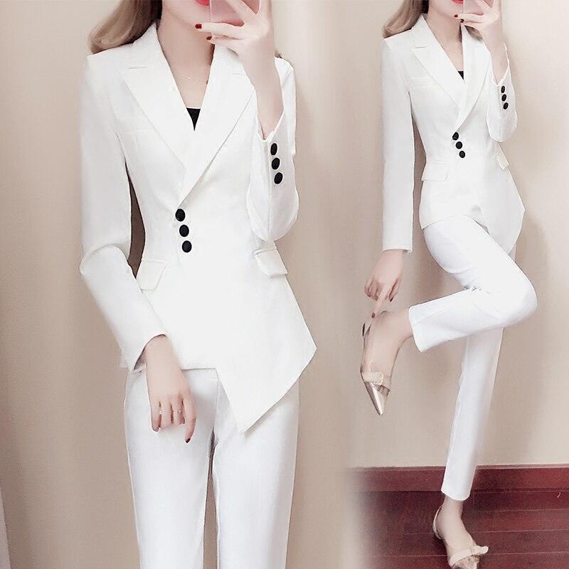 Women white Slim Pant Suits - Amazitshop