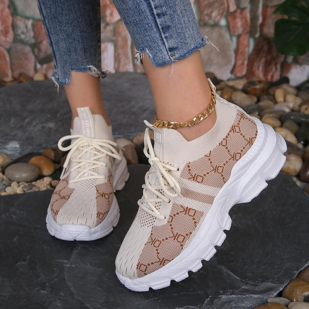 Women's Breathable Canvas Sneakers Mesh Lace Up Flat Shoes Fashion Casual Lightweight Running Sports Shoes - Amazitshop