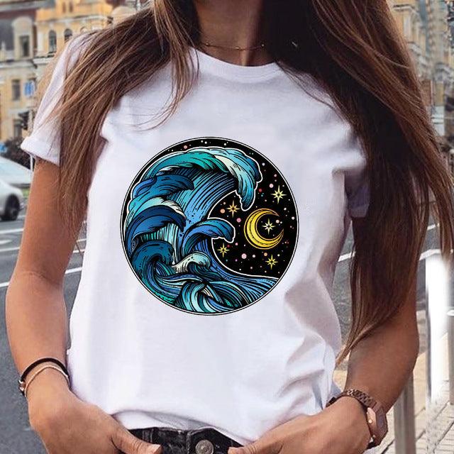 Women'S Butterfly Graphic Printed T-Shirt Short Sleeve Large Size Loose Fashion Top - Amazitshop
