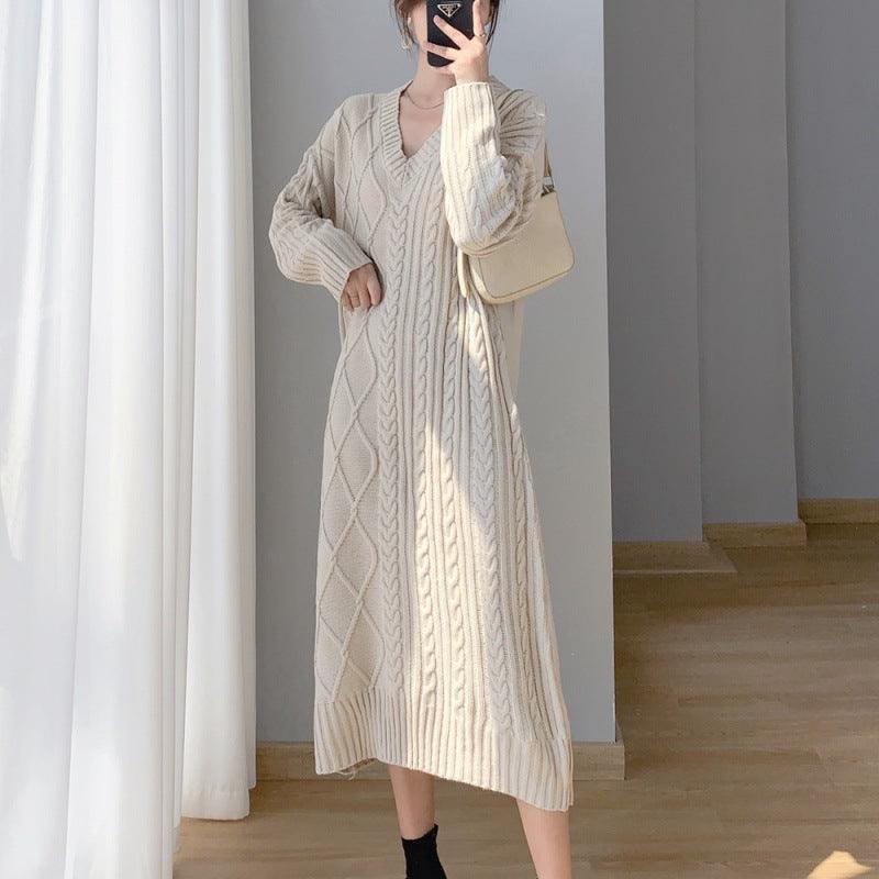 Women's Cable - knit Sweater Dress Knitted - Amazitshop