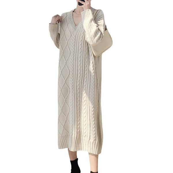 Women's Cable - knit Sweater Dress Knitted - Amazitshop