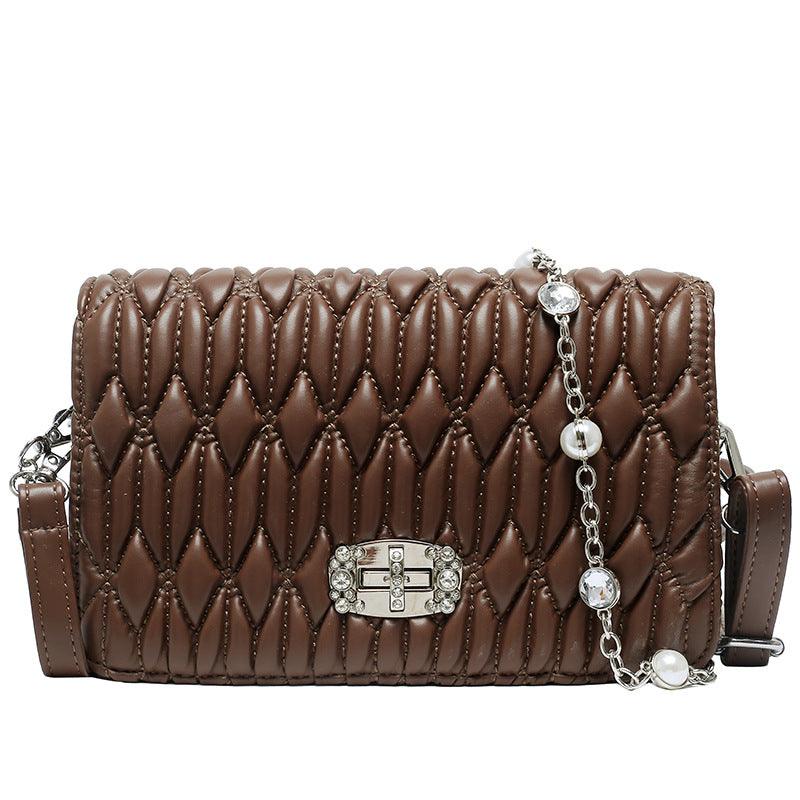 Womens Casual Braided Belt With Diamond - Encrusted Hand Bill Of Lading Shoulder Slung Banquet Bag - Amazitshop