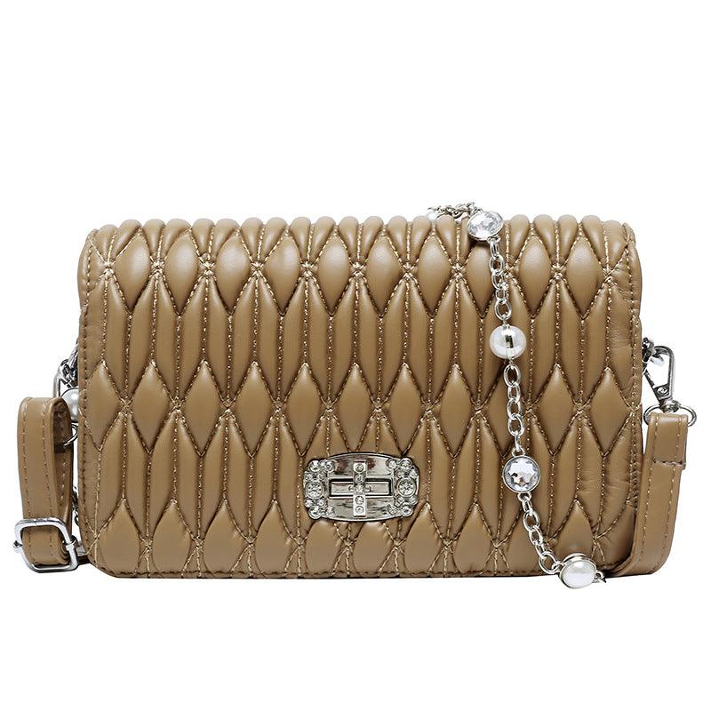 Womens Casual Braided Belt With Diamond - Encrusted Hand Bill Of Lading Shoulder Slung Banquet Bag - Amazitshop