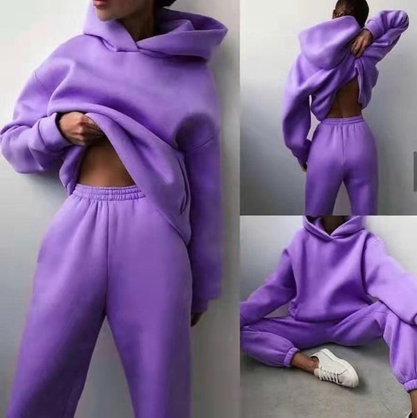Women's Casual Hooded Sweater Two - piece Suit Clothes Hoodie Tracksuit - Amazitshop