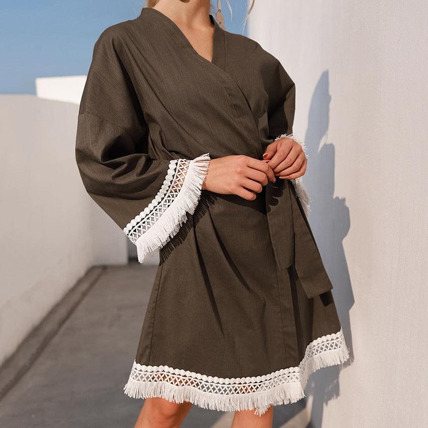 Women's Casual Loose Cotton Linen Nightgown - Amazitshop