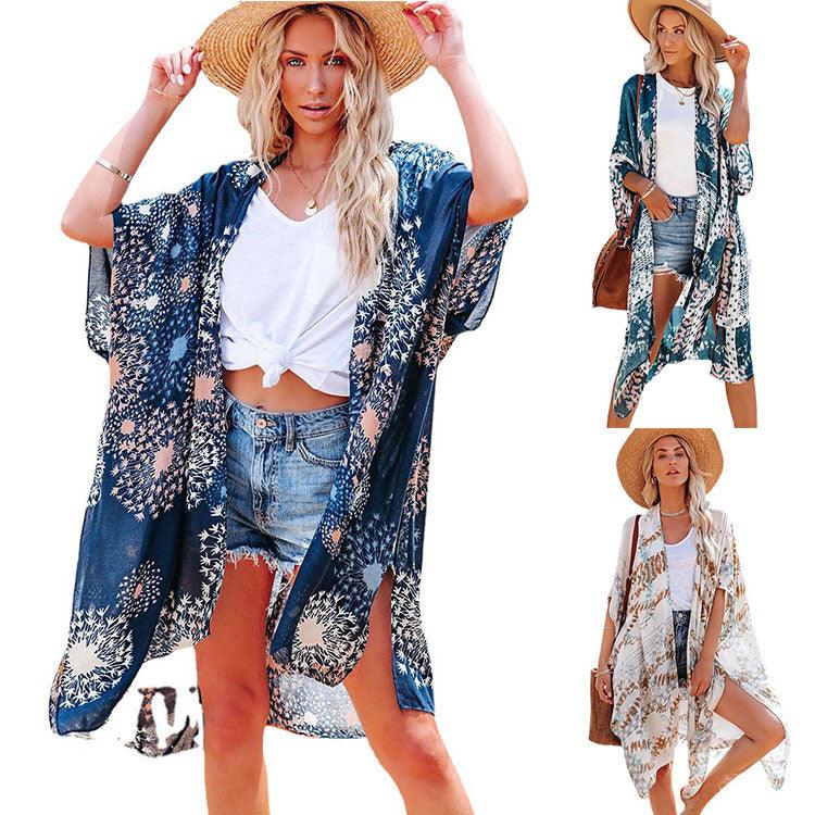 Women's Casual Mid - Length Loose Beachwear Tulle Sun Protection Jacket - Amazitshop