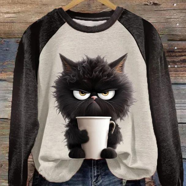 Women's Clothing 3D Digital Printing Long Sleeve Raglan Round Neck Women's Sweater - Amazitshop