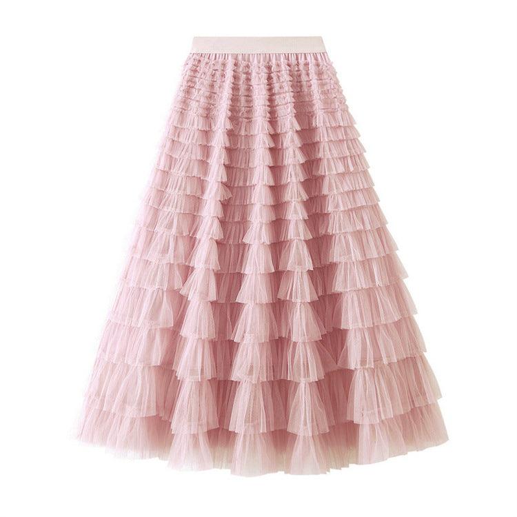 Women's Clothing Spring And Summer New High Waist Mid - length Design Full Of Versatile Slimming Fairy Lady Skirt - Amazitshop