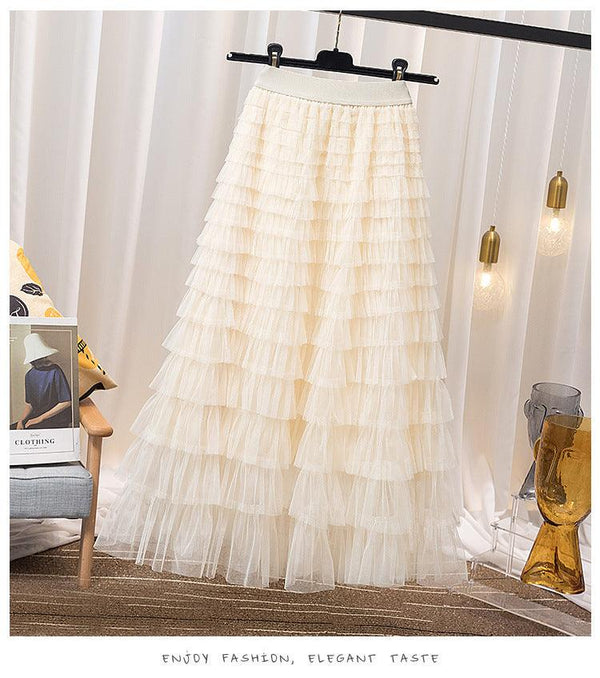 Women's Clothing Spring And Summer New High Waist Mid - length Design Full Of Versatile Slimming Fairy Lady Skirt - Amazitshop