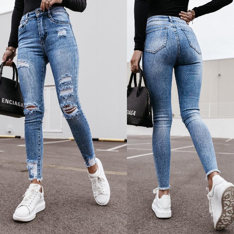 Women's Denim Trousers For Slim Slimming In Summer - Amazitshop