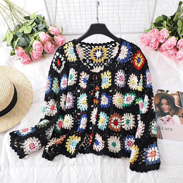 Women's Elegance Hollow Hand Crochet Cardigan - Amazitshop