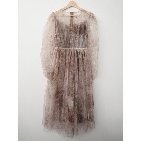 Women's Elegance Retro Puff Sleeve Long Sleeve Dress - Amazitshop