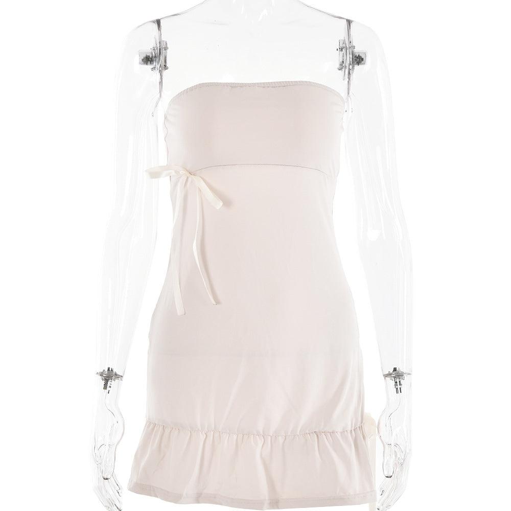 Women's Elegant Boat - neck Bandeau Slim - fit Splicing Skirt - Amazitshop