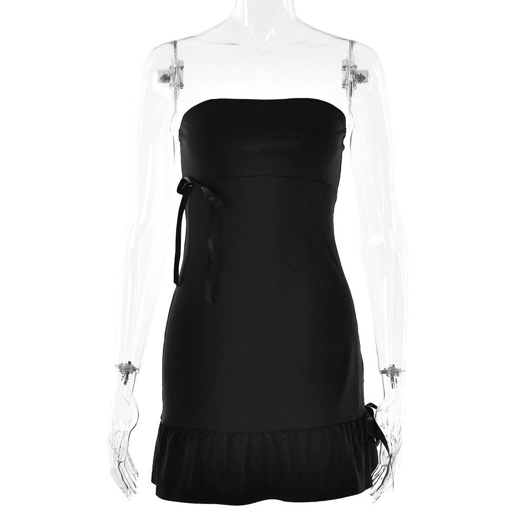 Women's Elegant Boat - neck Bandeau Slim - fit Splicing Skirt - Amazitshop